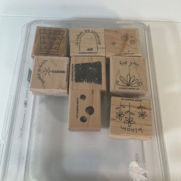 Stampin Up Funfilled Rubber Stamps Set Wood Blocks 2005 Craft Stamping Supplies - Picture 1 of 3